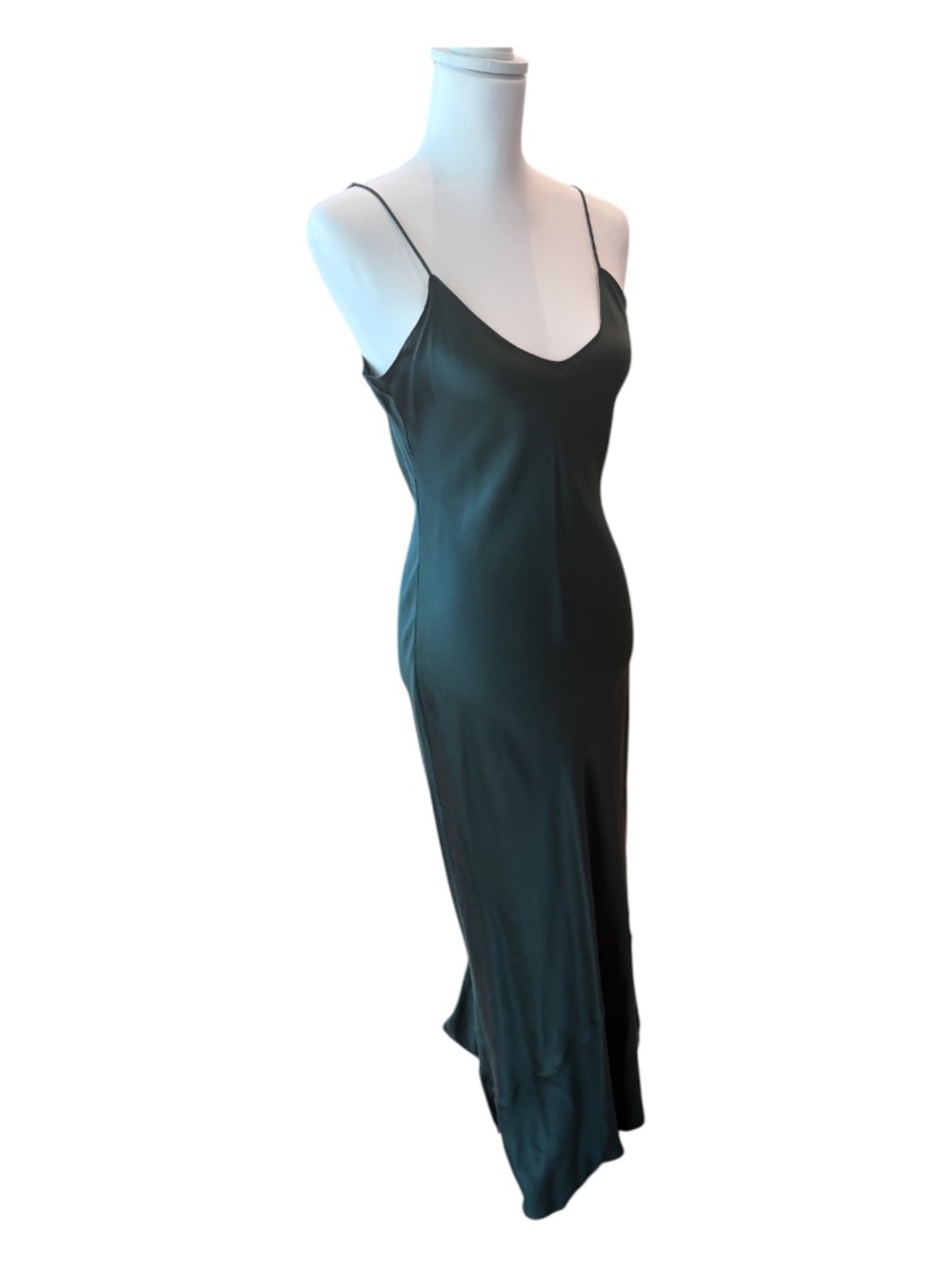 Nili Lotan 100% Silk Cami Slip Gown Dress Emerald Green Medium